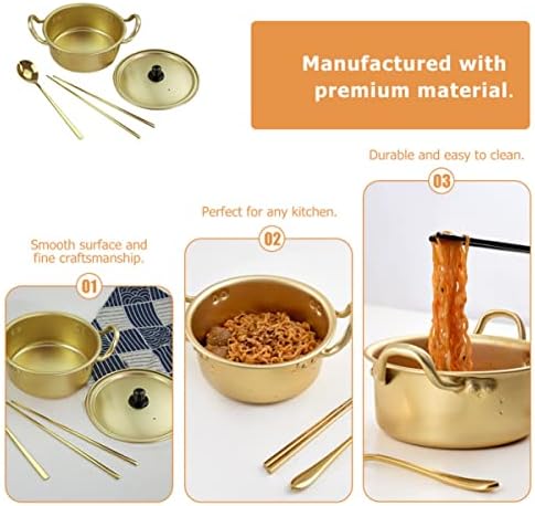 Luxshiny ramen steel panela 3 pcs 16 cm coreano ramen panela melhor amigo presente presente aço inoxidável panela