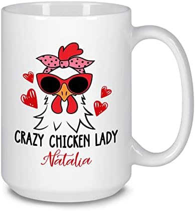 Nome personalizado Presentes de caneca de frango louco para senhora/mãe/mulher, caneca personalizada de frango