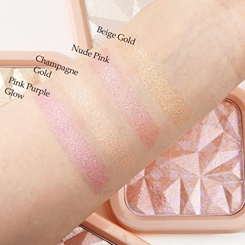 MAIXA DE PALATE POLETRA DE PALOTE DE BOOBEEN Highlighters Highlighters para Face, SHIMMER GLITTER DE REMOS PALETA BRONZER PALETE DE CONTOLETOR FACIAL Illuminator com Brush, brilho natural duradouro