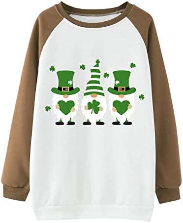 Yubnlvae Saint Patricks Day Swetons para mulheres Imprima Ugly O pescoço de grandes dimensões Camiseta