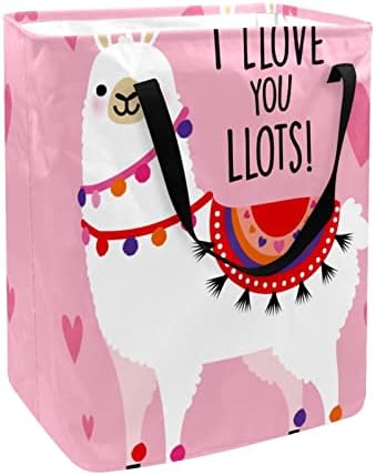 ALPACA FUNCIONADO Eu llove You Llots Print Print Collapsible Laundry Horty, 60l Bestas à prova d'água Lavagem