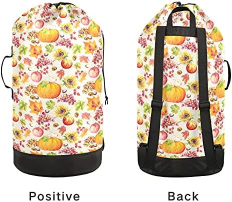 Ação de Graças Pumpkin Fall folhas de roupa mochila para lavanderia pesada com alças de ombro Handles