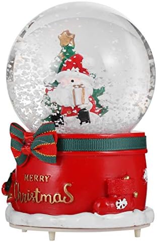 Veemoon 2pcs Christmas Ball Crystal Ball Globe Music Box Xmas Lighted Globe Globo Papai Noel