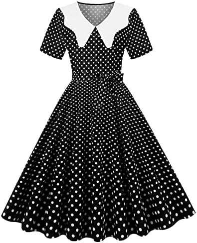 Vestidos de lúpulo de meia 50s para mulheres 2023 colarinho vintage colar de manga curta de manga