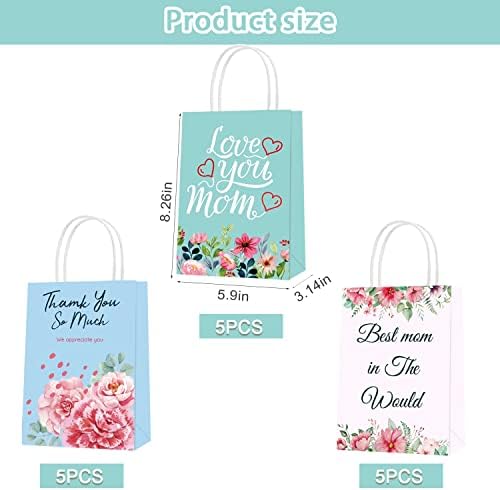 Valgens 15 PCs Mothers Day Presente, 3 Styles Party Favor Bags Bolsa de presente do dia das mães, sacos