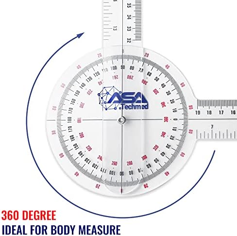 ASA TechMed Goniometer Conjunto completo 6 peças + fita de medição do corpo - fisioterapia, terapia