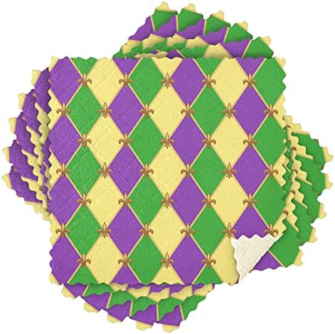 Sinestour fofo mardi gras prato panos conjunto de 6 panos de limpeza para lavar louça de secagem