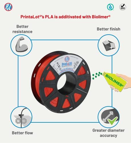 Filamento da impressora Printalot PLA 3D, precisão dimensional +/- 0,03 mm, 1 kg de bobo, 1,75 mm Fluo