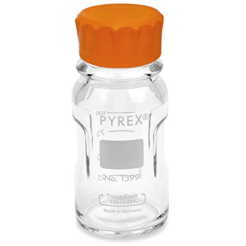 Linha Slim Pyrex, 1399-125, garrafas de armazenamento de mídia redonda de 125 ml, com tampa de parafuso GL45