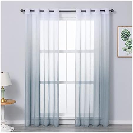 Cortina de Voile Daesar 2 painéis Conjunto, cortinas de quarto Blackout ilhas poliéster gradiente cinza cor