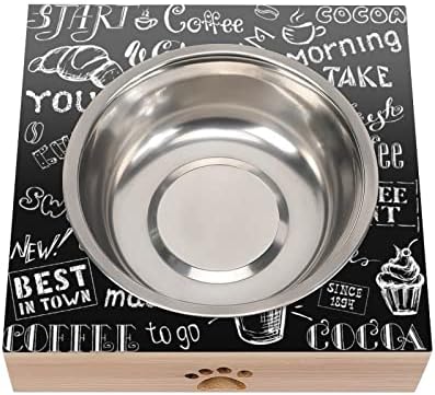 Bolo de pão preto e branco Cafee Cat Bowl Anti-Tomit, tigela de gato elevada para gatos planos, cães