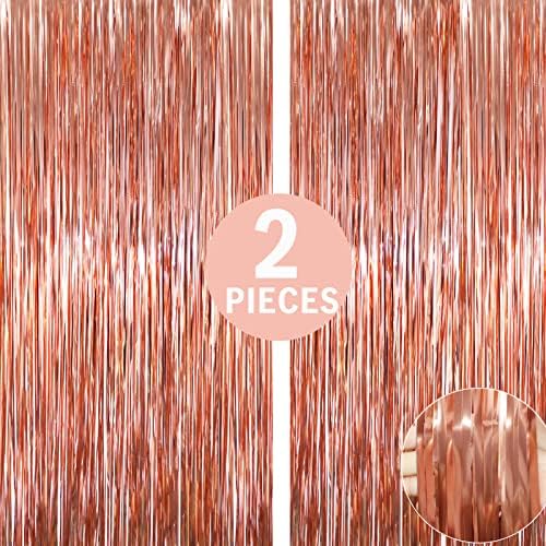 Goer 6,4 ft x 9,8 pés Metallic Tinsel Foil Fringe Curtins, pacote de pano de fundo de 2 partidos para aniversário,