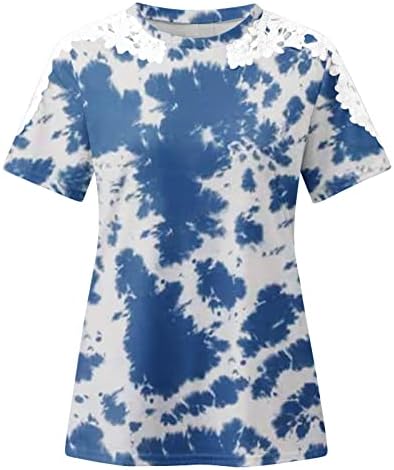 Tops femininos Summer Tops Tops Sexy Blusa de costura de renda Sexia camiseta de manga curta de tamanho curto