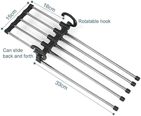 Cabide de casaco wodmbão multifuncional 5 em 1 cabide de calças Aço inoxidável Ajuste Ajuste Treme