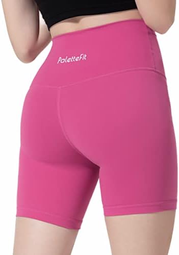 PaletteFit Biker Shorts para mulheres, shorts de treino macio de cintura alta e amanteigada,