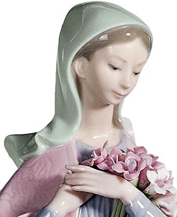 Lladró Nossa Senhora com Flores Felizes. Figura de porcelana Virgin Mary.