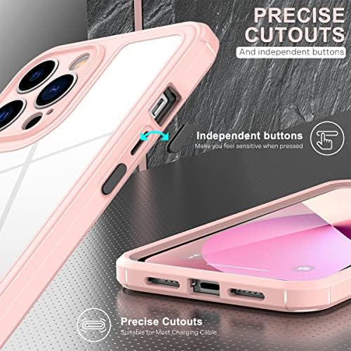 keystar iPhone 13 Pro Max Case com protetor de tela embutido, capa de para-choque transparente à prova de choque,