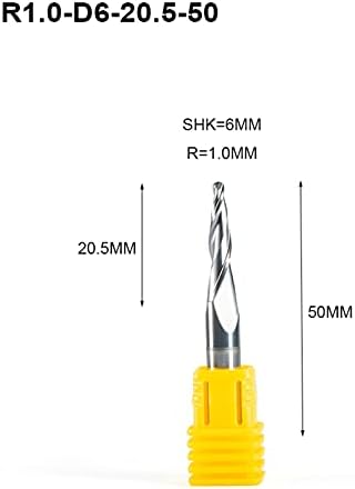 Cutter de moagem de hardware 4pc hrc55 r0.25 r0.5 r0.75 r1.0 shk de 6 mm de bola cônica Mill com