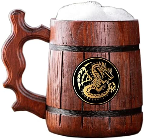 MHW Hunter's Guild Wooden Beer Caneca. Caneca de cerveja MHW personalizada. Gamer caneca tanque.