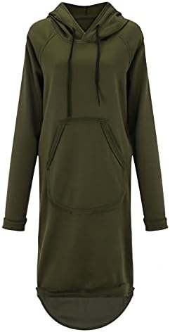 Vestido de outono para mulheres Midi Long Hoodie Dress assimétrico de alta bainha de baixa hem