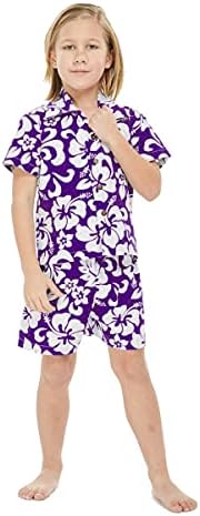 Família combinável havaiana luau homens garotas roupas de menino no clássico hibisco vintage roxo