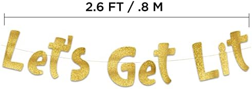 Vamos obter Banner de Glitter Gold iluminado - Bacharel Funny Bachelorette, Aniversário, Decorações