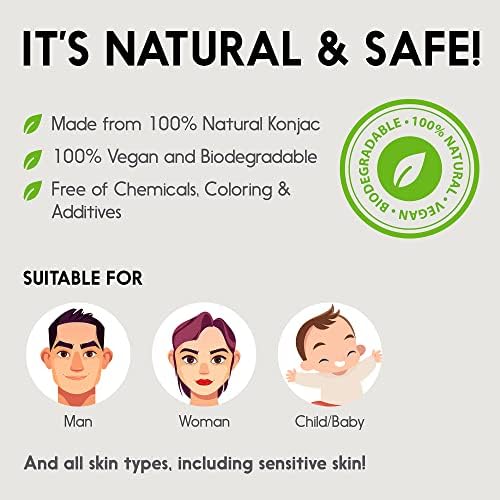 Eu amo minha pele esponja facial konjac natural - reutilizável suave, mas completo esfoliante lavrar